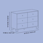 California 6 drawer dresser line drawing with dimensions