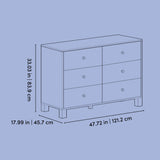 California 6 drawer dresser line drawing with dimensions