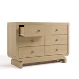 Santorini driftwood 6 drawer dresser with top left drawer open angle view