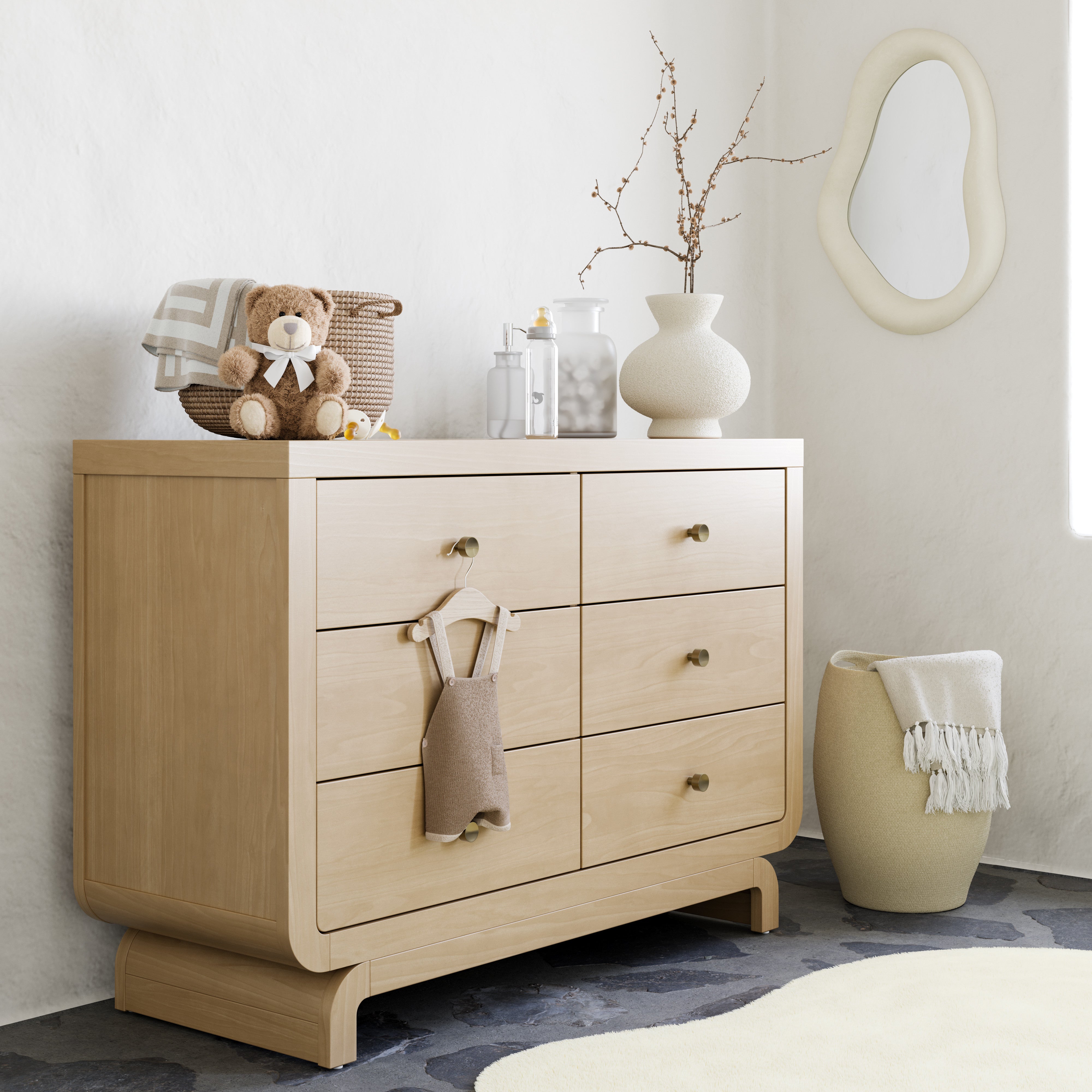 Santorini driftwood 6 drawer dresser in a nursery