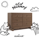 Santorini hazelnut 6 drawer dresser with black doodles overlaid on image