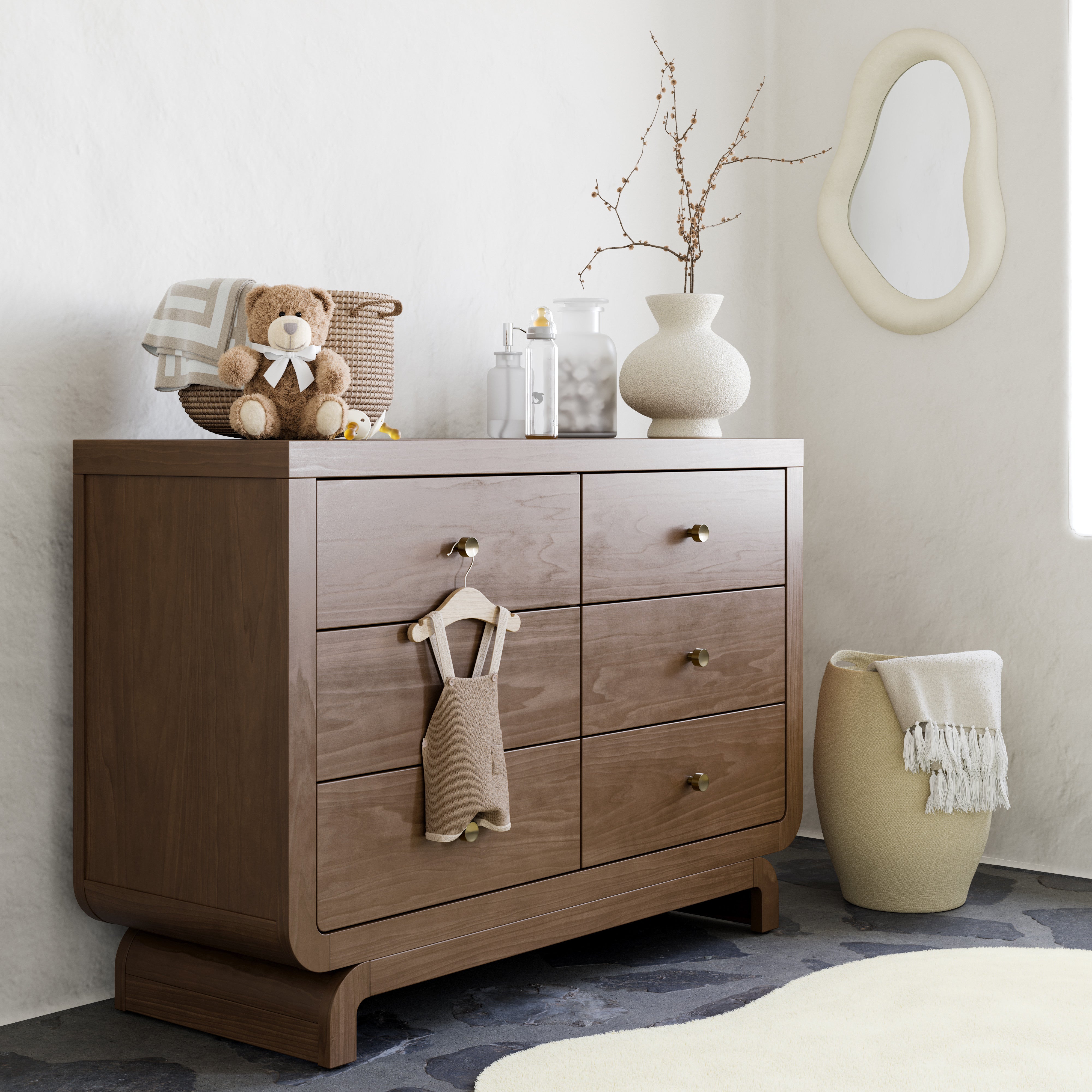 Santorini hazelnut 6 drawer dresser in a nursery