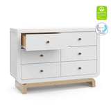 Santorini white with driftwood 6 drawer dresser with GGG and PTPA logos on top right