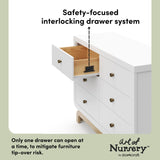 Santorini white with driftwood 6 drawer dresser interlocking drawers callout