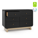 Santorini black with driftwood 6 drawer dresser with GGG and PTPA logos on top right