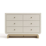 Santorini frosted oat with driftwood 6 drawer dresser front view