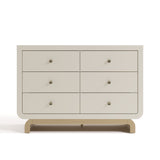 Santorini frosted oat with driftwood 6 drawer dresser front view