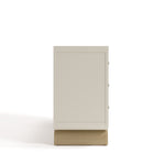 Santorini frosted oat with driftwood 6 drawer dresser side view