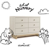 Santorini frosted oat with driftwood 6 drawer dresser with black doodles overlaid on image