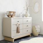 Santorini frosted oat with driftwood 6 drawer dresser in a nursery