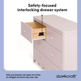 Casablanca blush 6 drawer dresser interlocking drawers callout