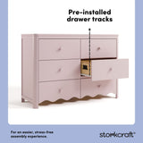 Casablanca blush 6 drawer dresser pre-installed drawer tracks callout