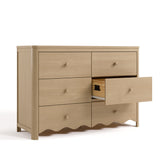 Casablanca driftwood 6 drawer dresser angle view with middle right drawer open