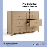 Casablanca driftwood 6 drawer dresser pre-installed drawer tracks callout
