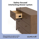 Casablanca hazelnut 6 drawer dresser interlocking drawers callout