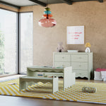 Casablanca sage table and bench set in a kids room
