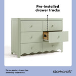 Casablanca sage 6 drawer dresser pre-installed drawer tracks callout