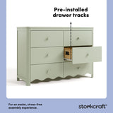 Casablanca sage 6 drawer dresser pre-installed drawer tracks callout