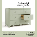 Casablanca sage 6 drawer dresser pre-installed drawer tracks callout