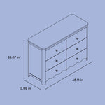 Casablanca 6 drawer dresser drawing with dimensions