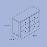 Casablanca 6 drawer dresser drawing with dimensions