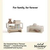 Santorini frosted oat with driftwood bassinet conversion callout