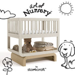 Santorini frosted oat with driftwood bassinet with black doodles overlaid on image