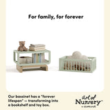 Santorini sage with driftwood bassinet conversion callout