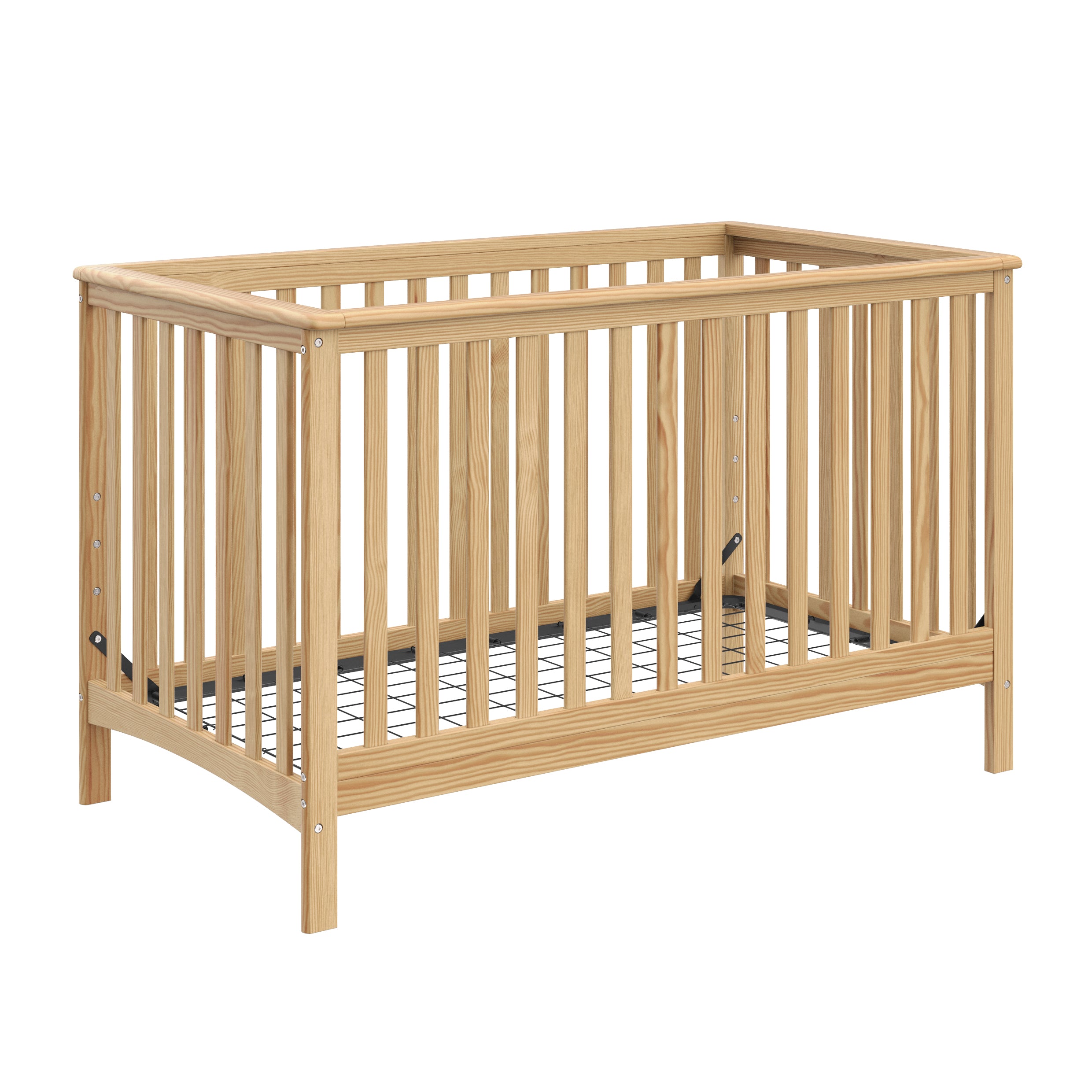 Hillcrest natural crib angle view without mattress