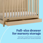 Hadley driftwood crib with drawer storage callout