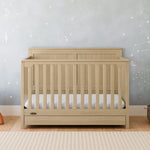Hadley driftwood crib with drawer in nursery