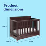 Hadley espresso crib with drawer with dimensions