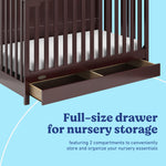 Hadley espresso crib with drawer storage callout