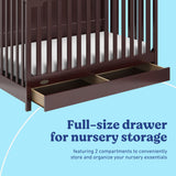 Hadley espresso crib with drawer storage callout