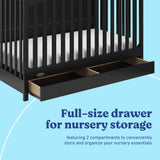 Hadley black crib with drawer storage callout