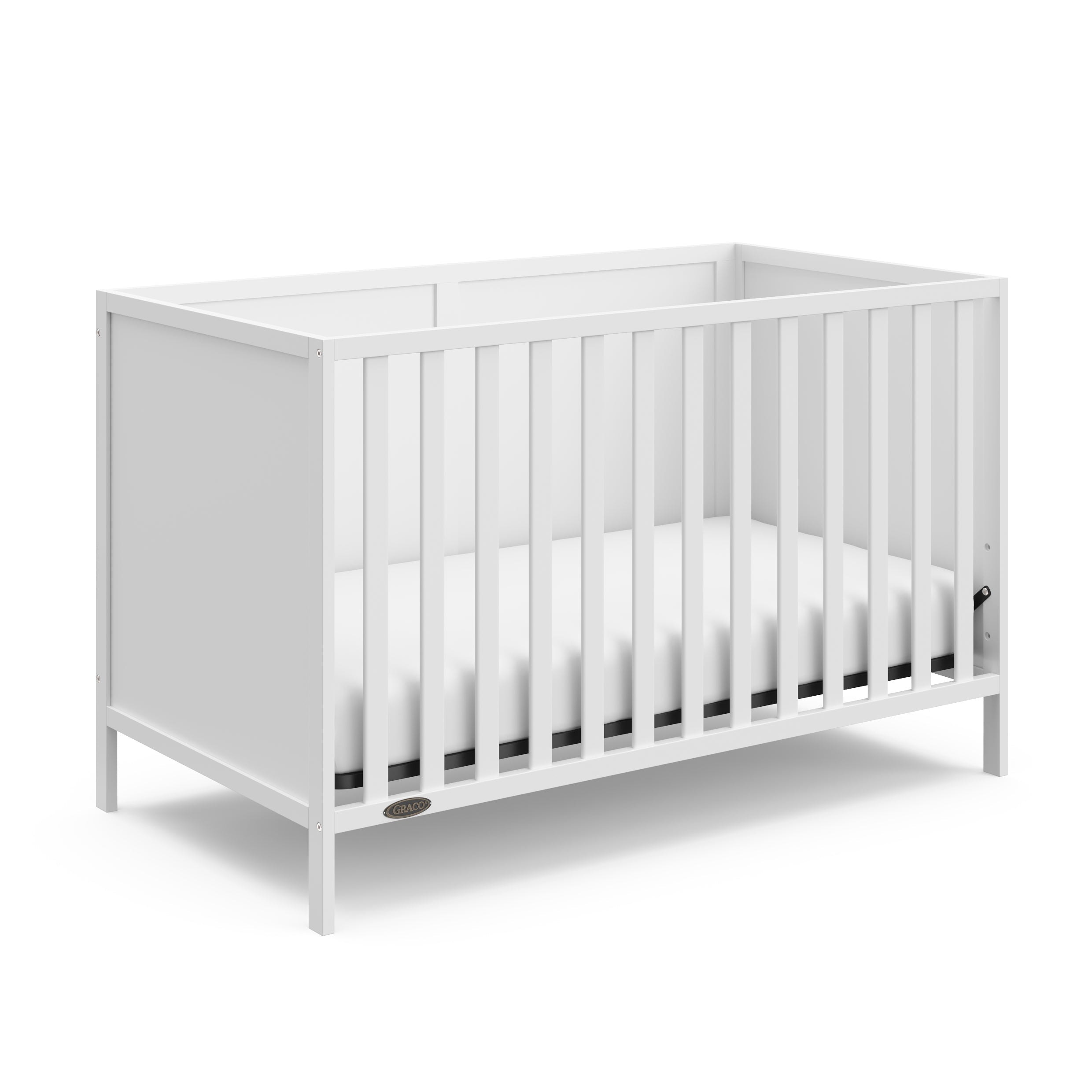 White crib angled