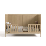 Theo driftwood crib converted to toddler bed
