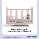 Pasadena blush crib toddler bed conversion callout