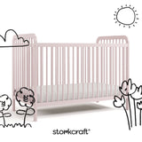 Pasadena blush crib with black doodles overlaid on image