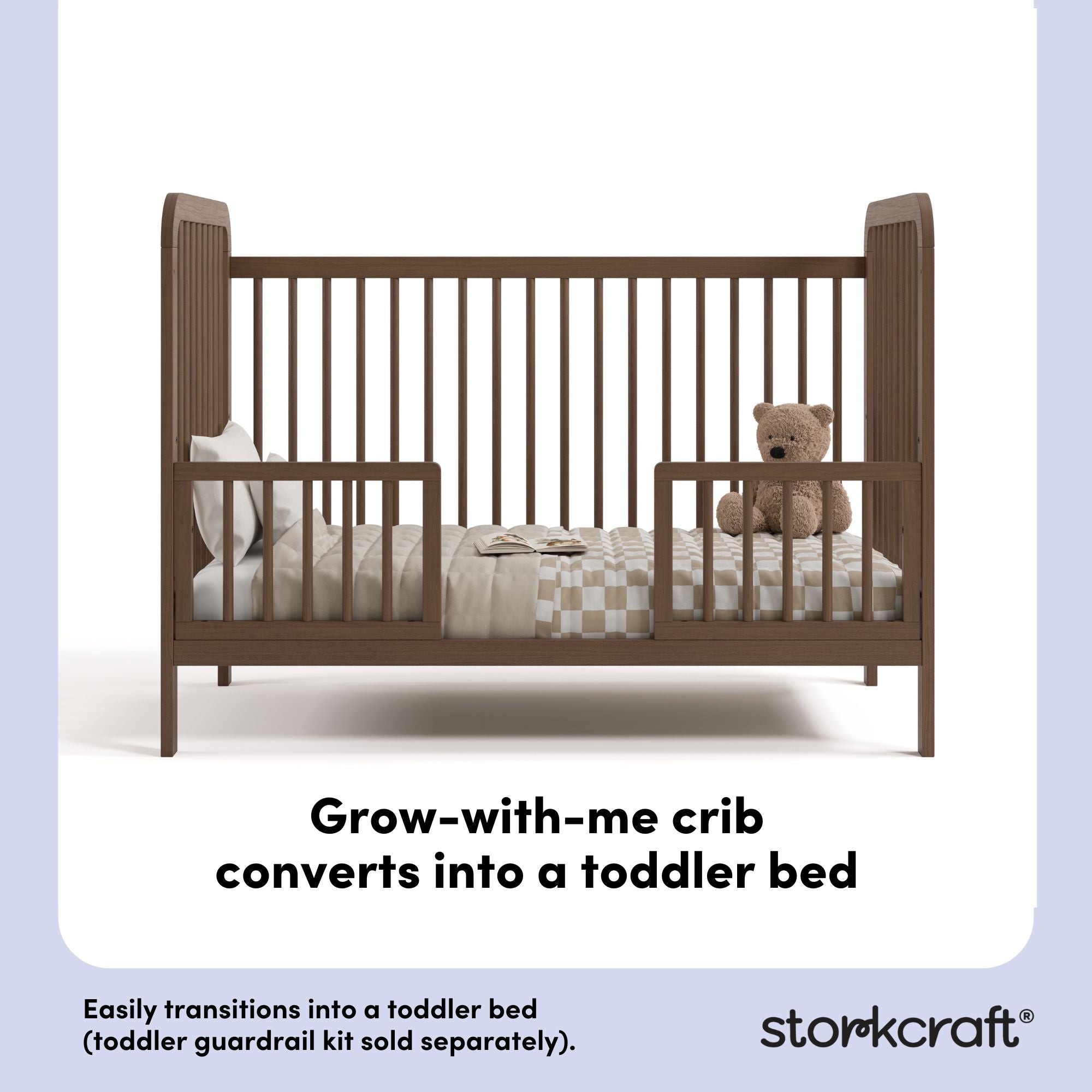 Pasadena hazelnut crib toddler bed conversion callout
