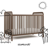 Pasadena hazelnut crib with black doodles overlaid on image