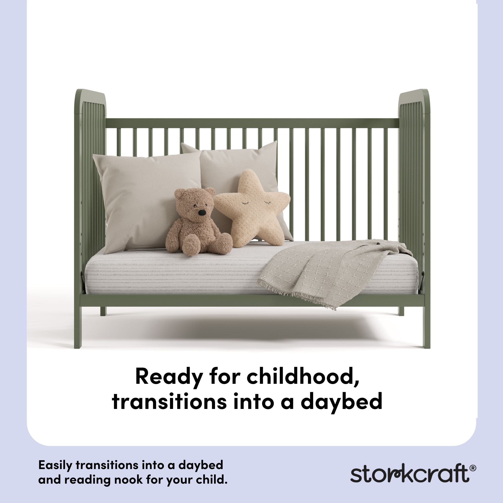 Pasadena olive crib daybed conversion callout