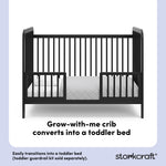Pasadena black crib toddler bed conversion callout