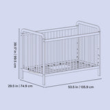 Pasadena crib line drawing with dimensions