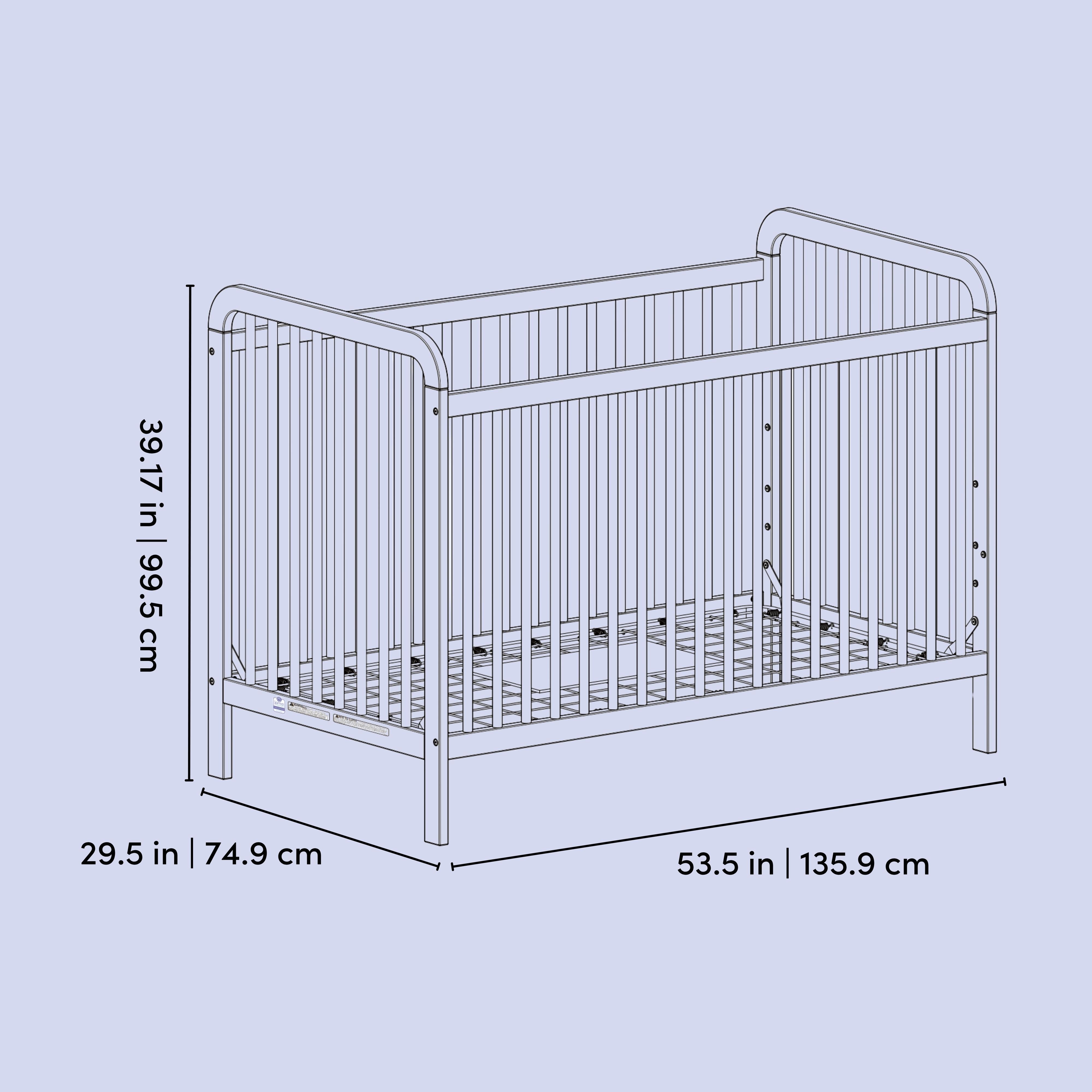Pasadena crib line drawing with dimensions