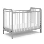 white crib with pebble gray angled