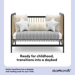 Pasadena black with driftwood crib daybed conversion callout