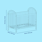 Olivia crib line drawing with dimensions