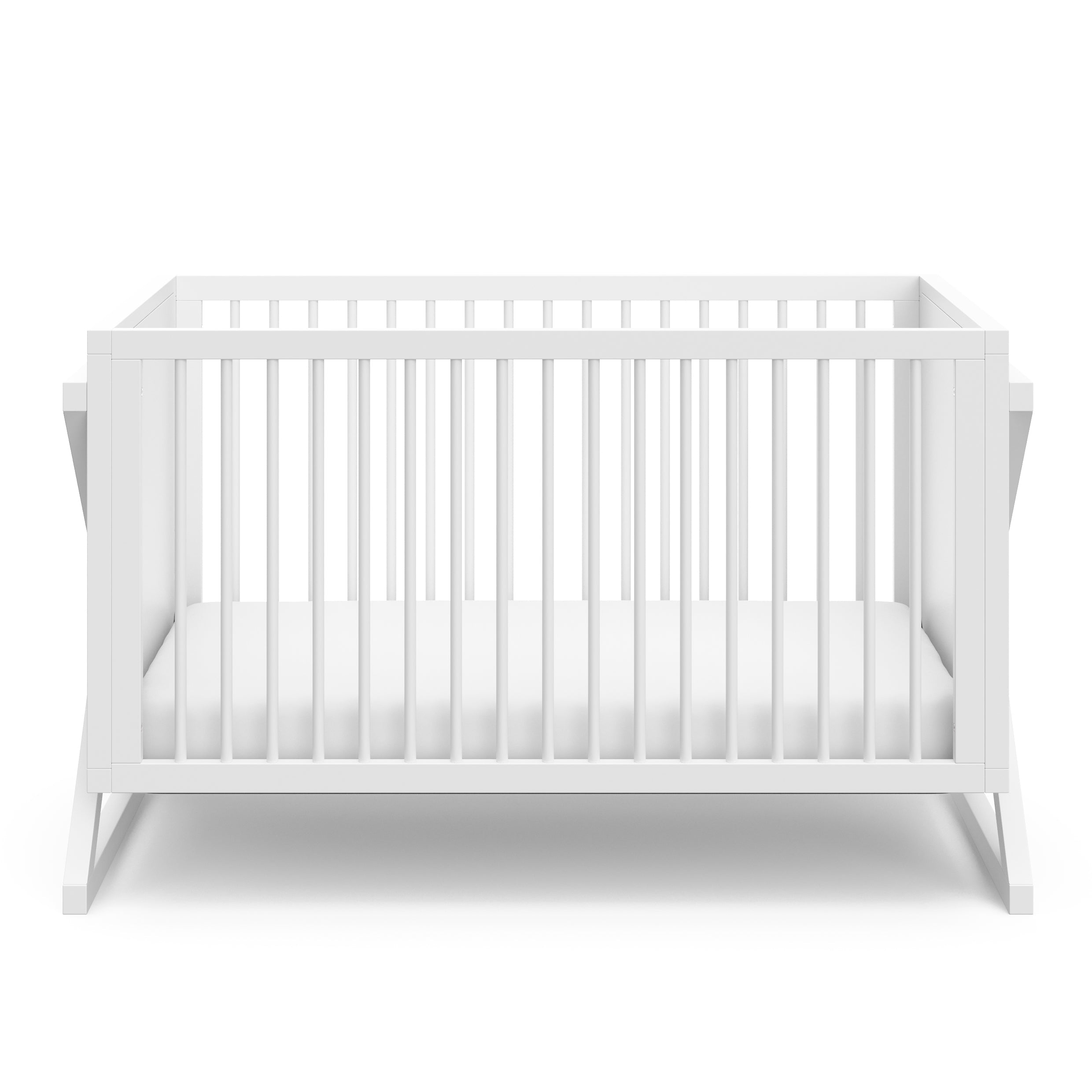 Front view of white crib