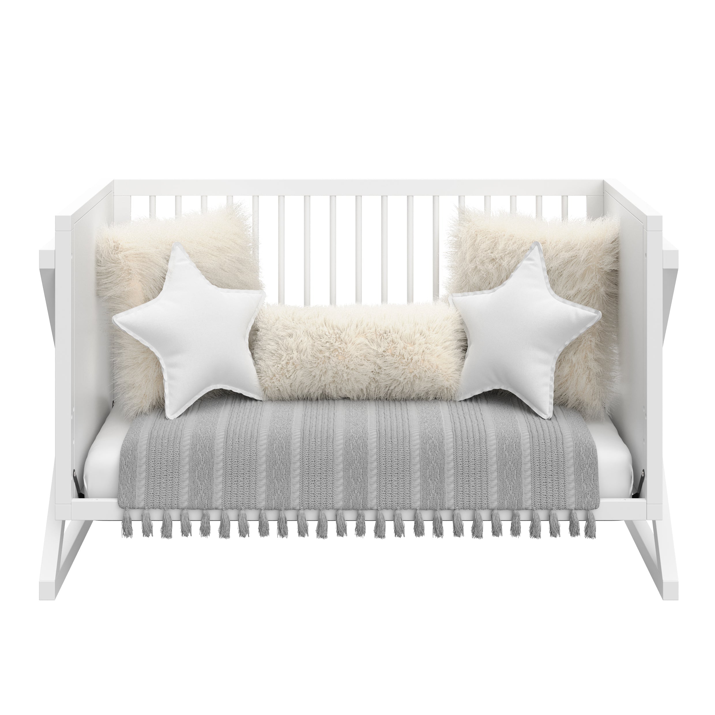 White crib in daybed conversion